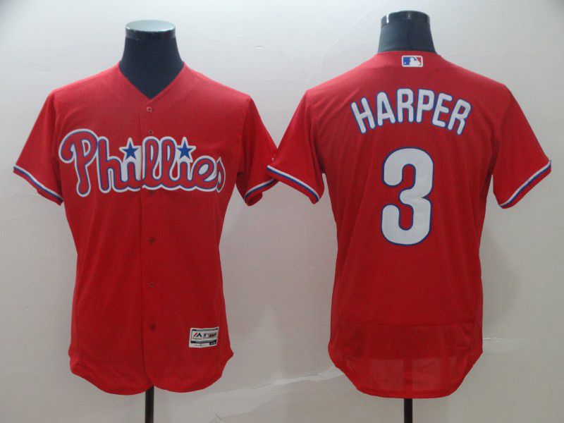 2019 MLB Men Philadelphia Phillies #3 Bryce Harper red Flexbase Jerseys